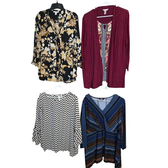 Womens Extra Large 16 18 Tops Shirts Blouses Sweaters Wholesale Bulk Lot of 4 XL - Picture 1 of 3